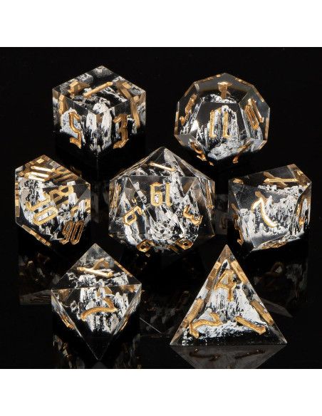 Juego de Dados de Resina DND Kerwells - 7 Piezas con Estuche