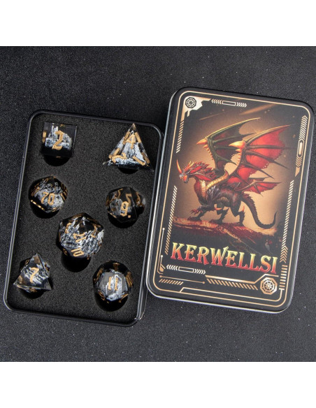 Juego de Dados de Resina DND Kerwells - 7 Piezas con Estuche