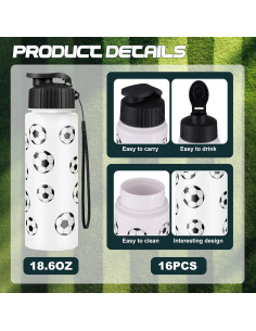 Set de 16 Botellas de Agua Reutilizables Olgaa 20 oz Fútbol 2