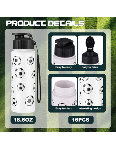 Set de 16 Botellas de Agua Reutilizables Olgaa 20 oz Fútbol