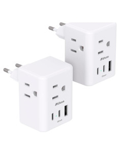 Adaptador de enchufe de viaje Mifaso tipo C 2 paquetes USB