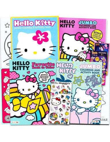 Set de Libros para Colorear Hello Kitty - 4 Libros + Stickers