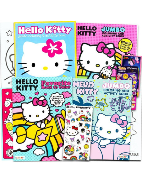 Set de Libros para Colorear Hello Kitty - 4 Libros + Stickers
