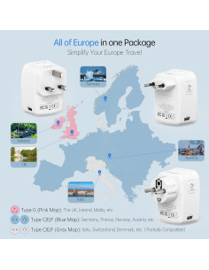 Adaptador de Viaje Universal Beondon con 3 Enchufes y 5 USB 2