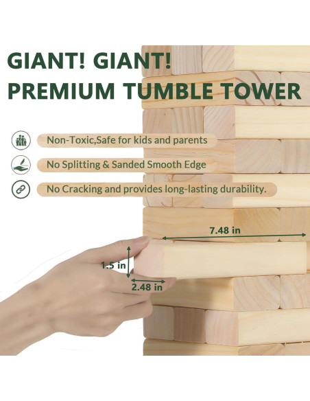 Juego de Torre de Caída Gigante ApudArmis 60 Piezas Madera