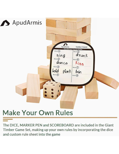 Juego de Torre de Caída Gigante ApudArmis 60 Piezas Madera