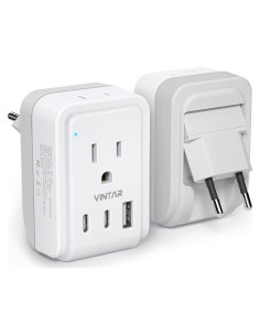 Adaptador de Enchufe de Viaje VINTAR Tipo C 17W 2 USB C