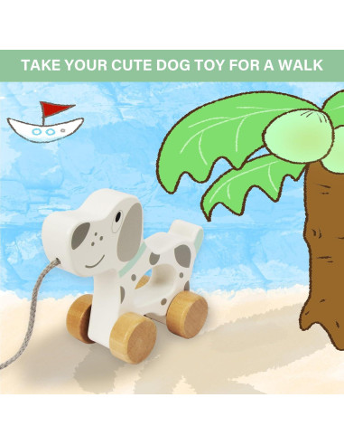 Juguete de Tirar de Madera Wooden Edu Perro 15.24x12.7 cm