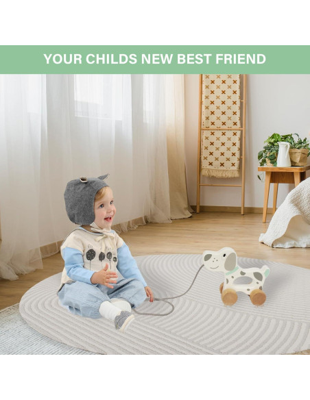 Juguete de Tirar de Madera Wooden Edu Perro 15.24x12.7 cm Juguete de Tirar de Madera Wooden Edu Perro 15.24x12.7 cm