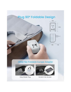 Adaptador de Enchufe de Viaje VINTAR Tipo C 17W 2 USB C 2