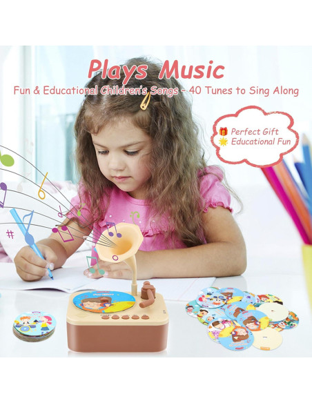 Gramófono Interactivo para Niños Ghousetec con 96 Tarjetas