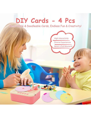 Gramófono Interactivo para Niños Ghousetec con 96 Tarjetas