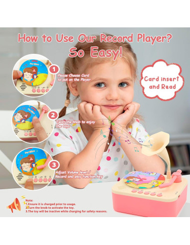 Gramófono Interactivo para Niños Ghousetec con 96 Tarjetas