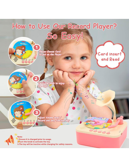 Gramófono Interactivo para Niños Ghousetec con 96 Tarjetas