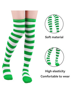 Calcetines de Rayas Verdes ZLIXING para Disfraz Adultos y Niños 2