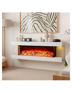 Chimenea Eléctrica ORALNER 36" Montaje en Pared 1500W Blanca