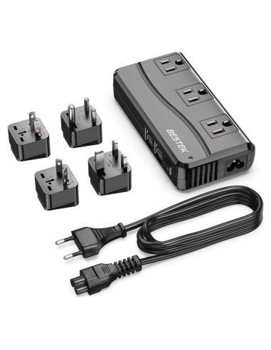 Adaptador de Viaje Universal BESTEK 250W 4 Puertos USB Negro