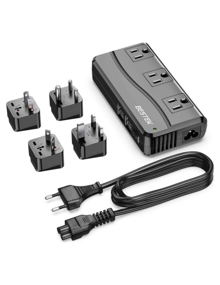 Adaptador de Viaje Universal BESTEK 250W 4 Puertos USB Negro