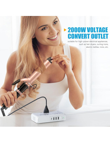 Convertidor de Voltaje 220V a 110V Kruuue 2000W para Viajes