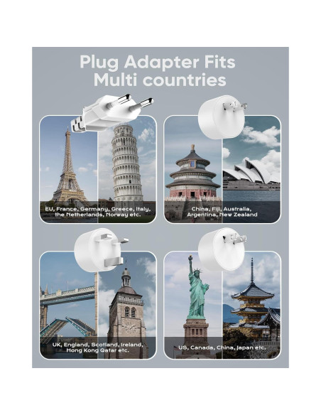 Adaptador de Viaje Universal Kakyanill 10 en 1 con USB C Adaptador de Viaje Universal Kakyanill 10 en 1 con USB C