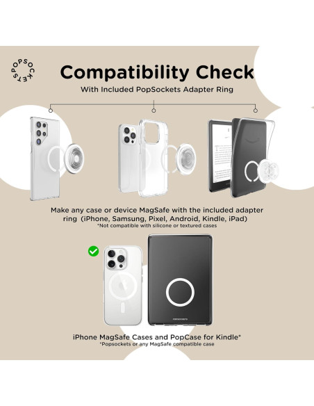 PopSockets Agarre Magnético para Teléfono MagSafe Claro