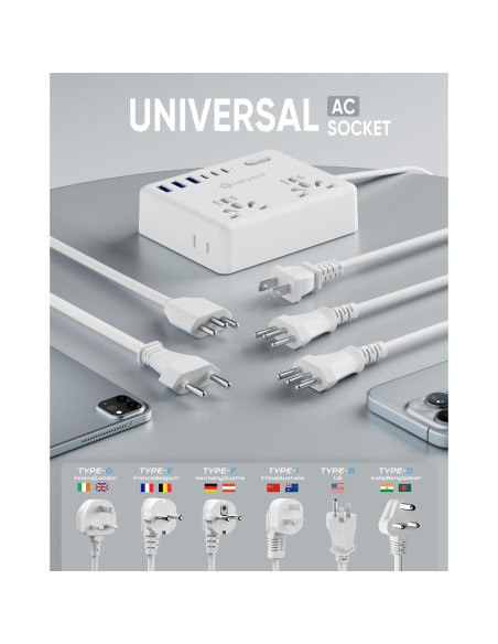 Adaptador de Viaje Universal Kakyanill 10 en 1 con USB C Adaptador de Viaje Universal Kakyanill 10 en 1 con USB C