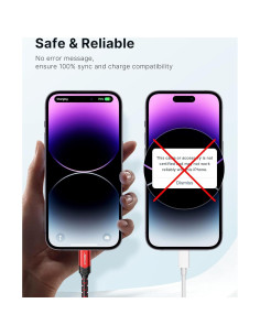 Cable USB C a Lightning JSAUX 1.2M Carga Rápida MFi Rojo 2