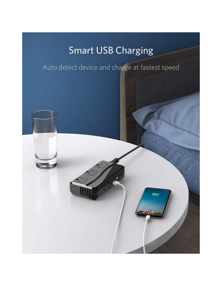 Adaptador de Viaje Universal BESTEK 250W 4 Puertos USB Negro