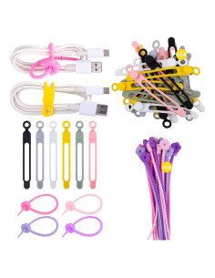 Bridas de Silicona Reutilizables HOUSEASSIST - 40 Piezas