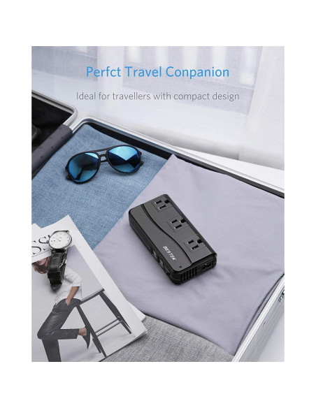 Adaptador de Viaje Universal BESTEK 250W 4 Puertos USB Negro