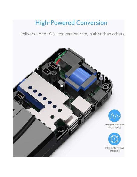 Adaptador de Viaje Universal BESTEK 250W 4 Puertos USB Negro