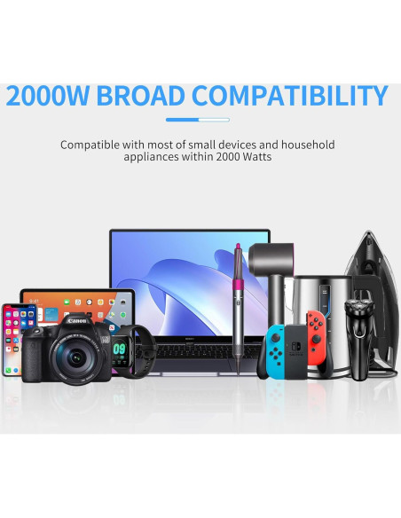 Convertidor de Voltaje 220V a 110V Kruuue 2000W para Viajes