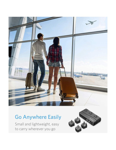 Adaptador de Viaje Universal BESTEK 250W 4 Puertos USB Negro