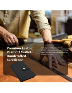 Billetera de Pasaporte de Cuero RFID Yours-Beauty Negra 2