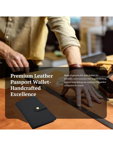 Billetera de Pasaporte de Cuero RFID Yours-Beauty Negra