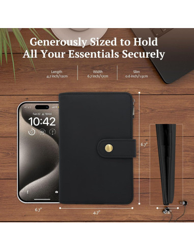 Billetera de Pasaporte de Cuero RFID Yours-Beauty Negra