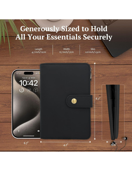 Billetera de Pasaporte de Cuero RFID Yours-Beauty Negra