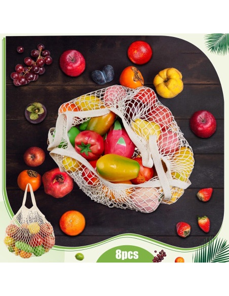 Bolsas de Compras de Malla de Algodón SATINIOR 8 Piezas 40x40 cm