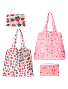 2 Bolsas de Compras Reutilizables YBEATY Plegables Rosa