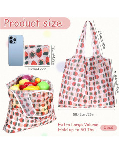 2 Bolsas de Compras Reutilizables YBEATY Plegables Rosa 2