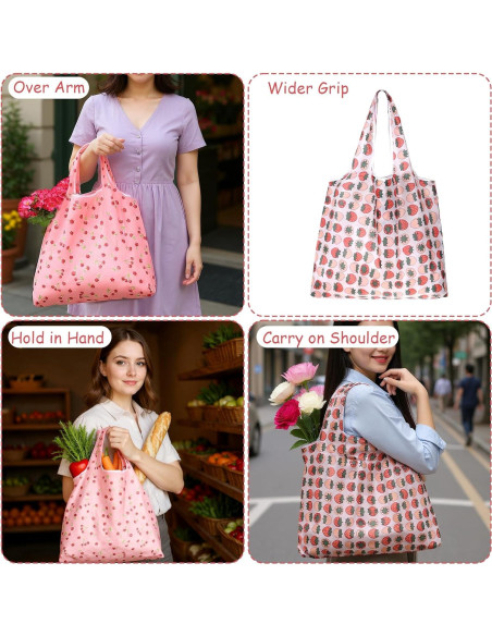 2 Bolsas de Compras Reutilizables YBEATY Plegables Rosa