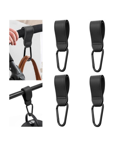 Ganchos Universales para Cochecitos 4PCS Negro - Capacidad 20kg