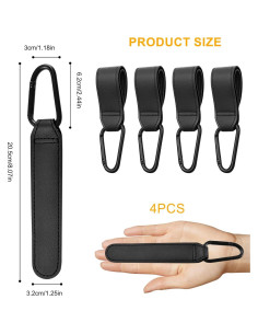 Ganchos Universales para Cochecitos 4PCS Negro - Capacidad 20kg 2