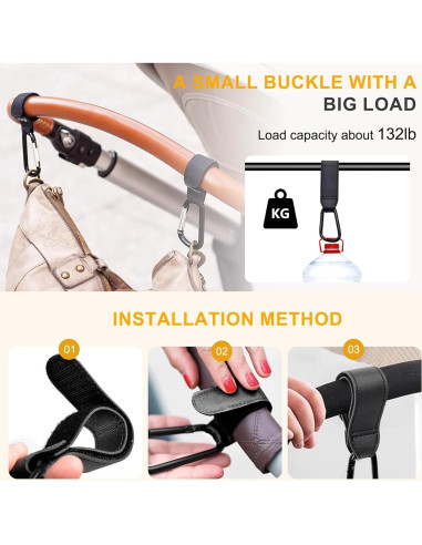 Ganchos Universales para Cochecitos 4PCS Negro - Capacidad 20kg