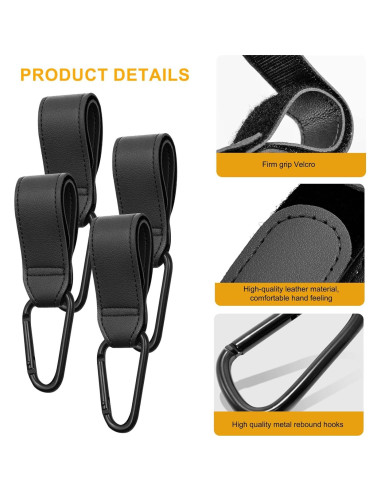 Ganchos Universales para Cochecitos 4PCS Negro - Capacidad 20kg
