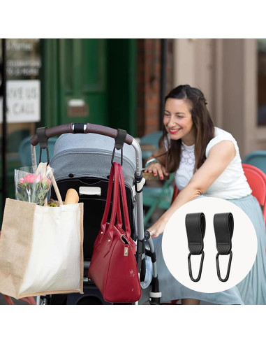 Ganchos Universales para Cochecitos 4PCS Negro - Capacidad 20kg