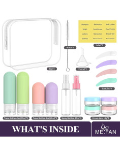 Botellas de Viaje ME.FAN 18 Pack Silicona Aprobadas TSA 2