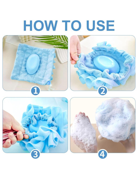 Juego de 4 esponjas de baño lufa huoflame - Exfoliantes suaves