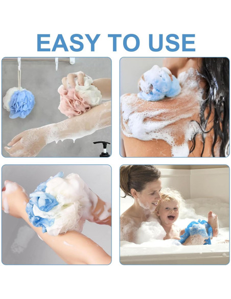Juego de 4 esponjas de baño lufa huoflame - Exfoliantes suaves