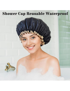 Gorro de Ducha Reutilizable Impermeable Choshion Negro 2